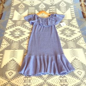 LulaRoe off the shoulder, blue Cici dress